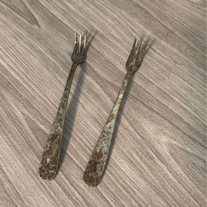 2 Vintage Silver Spiked Forks  AS CO EP